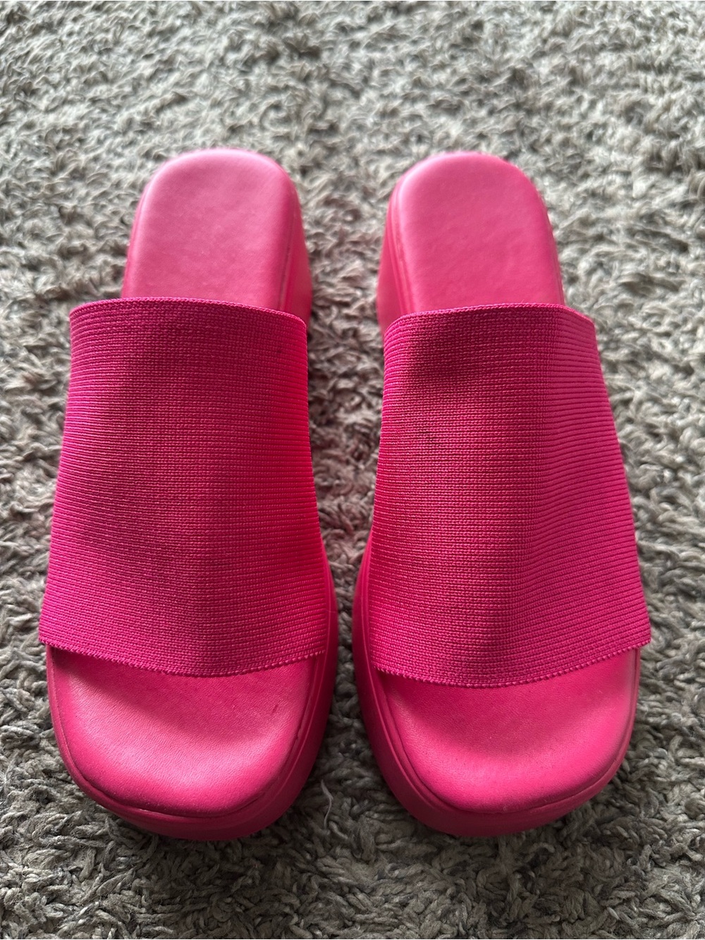 Women's Hot Pink Slide Sandals - Comfortable Slip-On